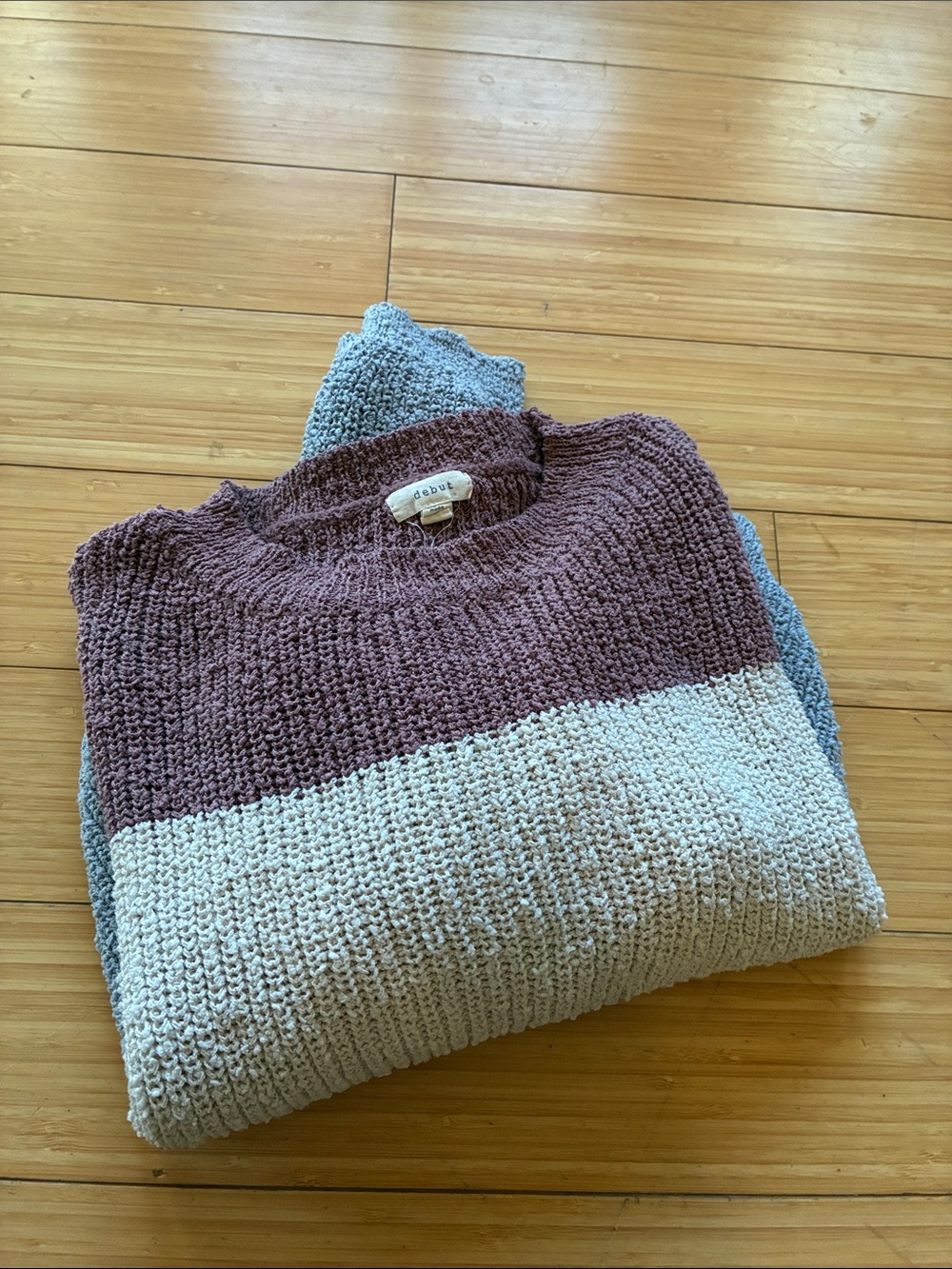 debut Striped Crewneck Sweater in Pink, Cream & Blue